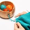 Handmade Wooden Yarn Bowl with Lid Durable Spiral-Open Design Crochet Thread Bowl for Organized Knitting