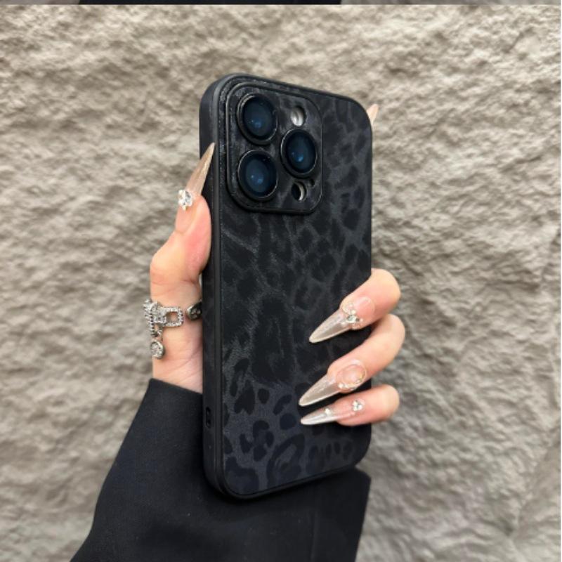 Подходит для iPhone16promax Чехол для мобильного телефона из кожи с леопардовым принтом Apple 15 Full-pack Anti-Fall 14 Защитный чехол High-end Feeling