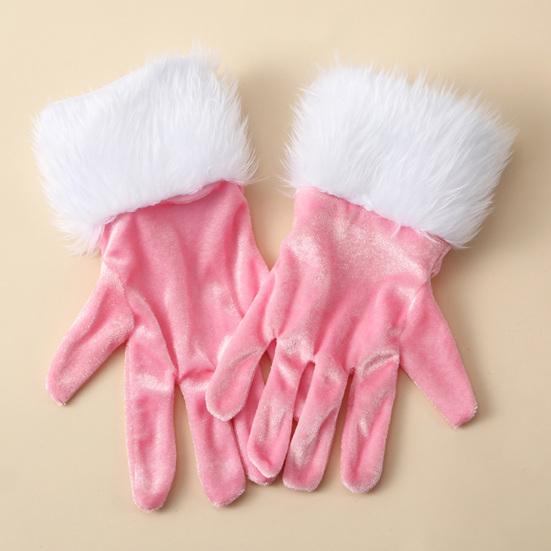 Короткие ретро бархатные перчатки женские оперные перчатки с пушистыми белыми манжетами длиной до запястья перчатки с пальцами для рождественского костюма свадьбы чаепития банкета танцев