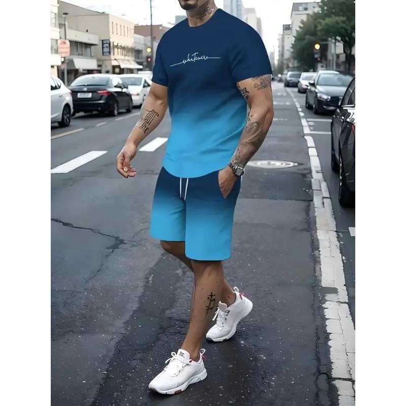 Мужской повседневный комплект с коротким рукавом, уникальный принт с буквами New York, шорты с коротким рукавом, 2 предмета, модная уличная одежда