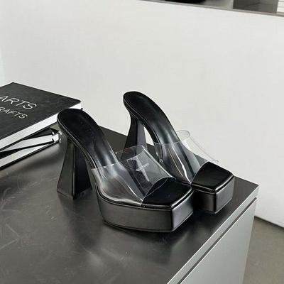 Маленькие сандалии на толстом каблуке, увеличивающие рост, с прозрачной толстой подошвой, водонепроницаемые супервысокие каблуки, крутые шлепанцы 2025 лето новинка