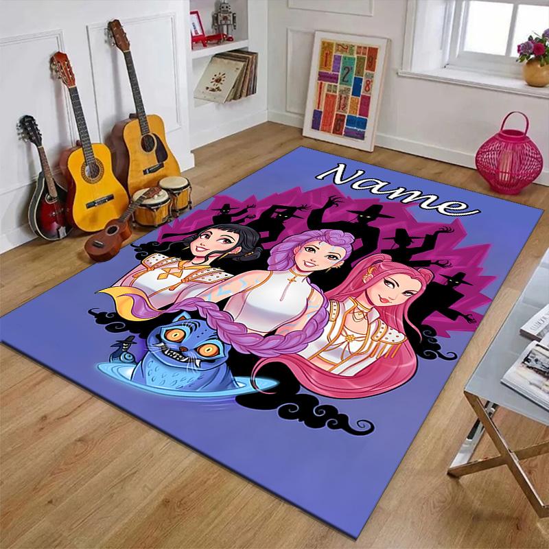 Custom KPop Demon Hunters Mat Personalized Name, Polyester Washable Indoor Entryway Rug, Gift for Christmas, Easter, Thanksgiving Day