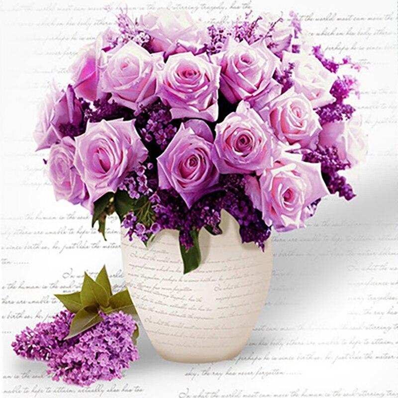 Наборы бриллиантов «сделай сам», цветочная живопись, полная круглая дрель, стразы, вышивка, картина, вышивка крестом, ручная работа, домашний декор, подарок