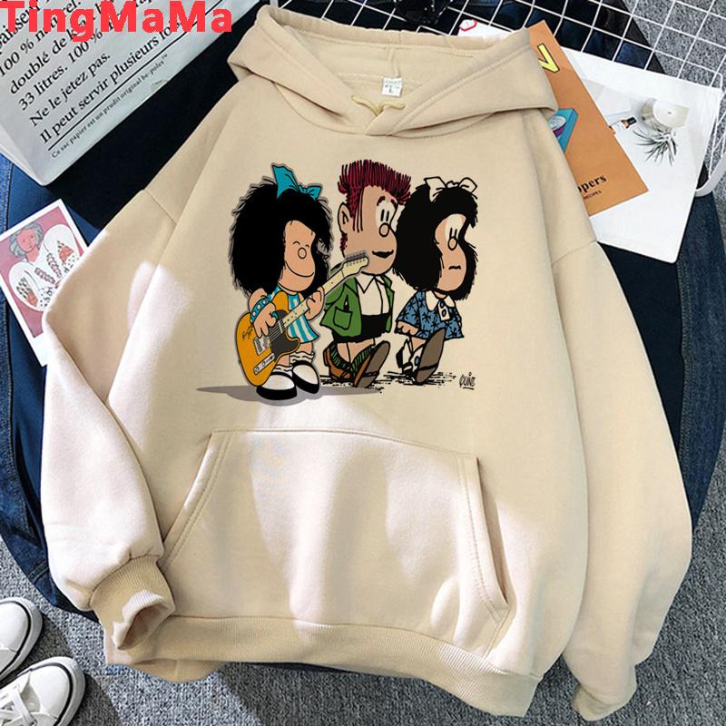 Mafalda Мужские и женские толстовки с капюшоном в японском стиле Харадзюку, осенне-зимний спортивный топ