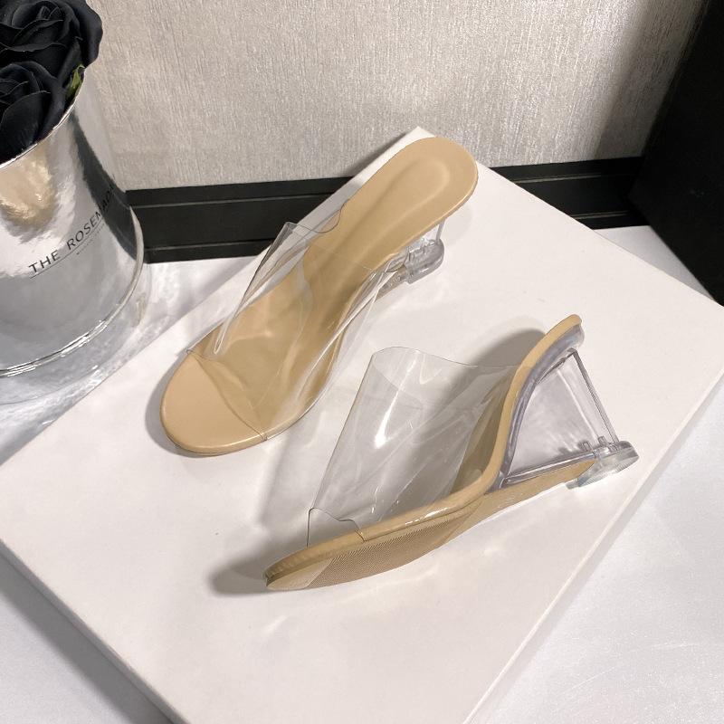 2025 летние новые прозрачные крутые тапочки на каблуке-каблуке, модные женские тапочки на высоком каблуке, классные тапочки для феи