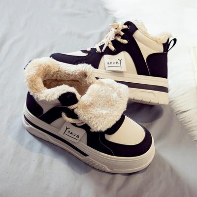 Флисовые утепленные высокие хлопковые женские ботинки зимние теплые сноубутсы женские универсальные новые на толстой подошве зимние хлопковые ботинки