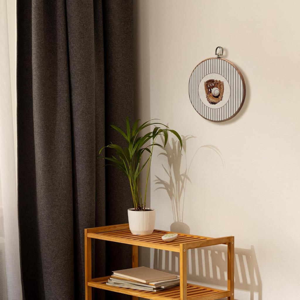 KSDUT Vintage Baseball Wall Art Decor - Retro Sports Trendy Wall Art Canvas Frame Hanging Prints, Nursery Sports Gallery Round Wall Art Decor for