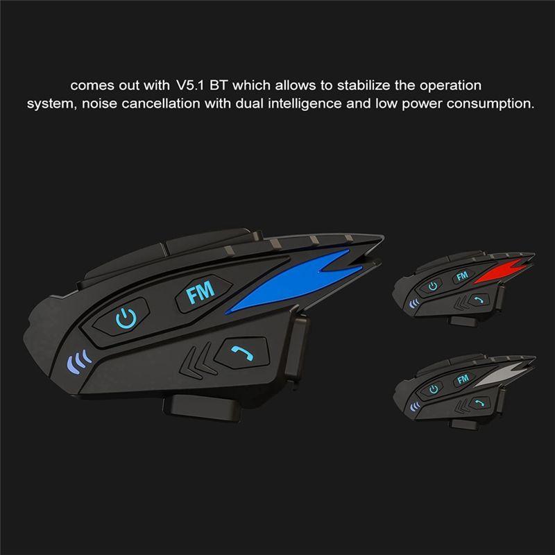 Authentic Motorcycle Helmet Bluetooth Intercom Headset For 2-Rider Communication, Music Sharing, CVC Noise Reduction & FM Featur