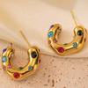 ZAKOL Y2K Модные серьги-кольца из нержавеющей стали U-образной формы для женщин и девушек, золотистого цвета, с имитацией циркона, кристаллами для ушей, циркониевые подарки