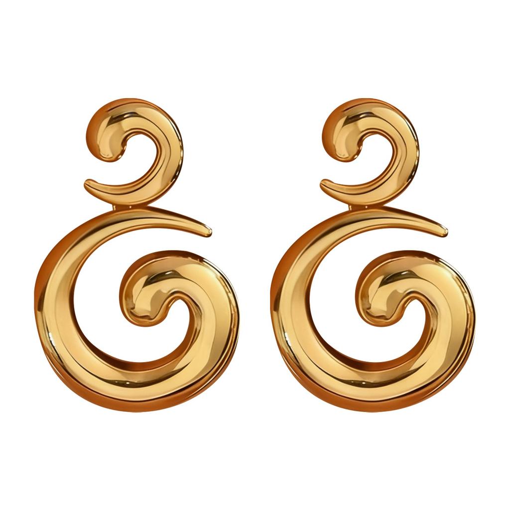 European and American jewelry, geometric light luxury metal C-shaped glossy design earrings, versatile high-end niche earrings, women