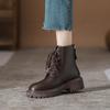 2025 Spring and Autumn Platform Martin Boots Tide Brown Lace-Up Short Boots Women's Retro British Style Single Boots Skinny Boots