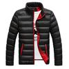 Stand-up Collar Cotton-padded Coat Zipper Autumn and Winter Solid Color Large Size Coat