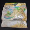 Used H-530 Fukuro Obi Pure Silk Six Pieces Gold Thread Silver Thread Pine Flower Pattern