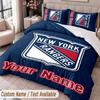 Постельное белье с принтом New York Rangers, наволочки с индивидуальным текстом, 1 пододеяльник, 2 наволочки для спальни