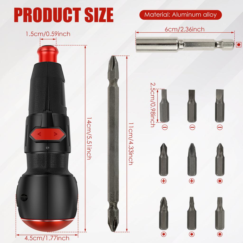 Аккумуляторная электрическая отвертка с 9 битами 3,6 В USB перезаряжаемая портативная силовая отвертка со светодиодной подсветкой высокий крутящий момент для винтов