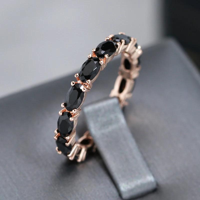Gothic Style Full Black Zircon Fashion Women Rings Light Luxury Party Daily Jewelry