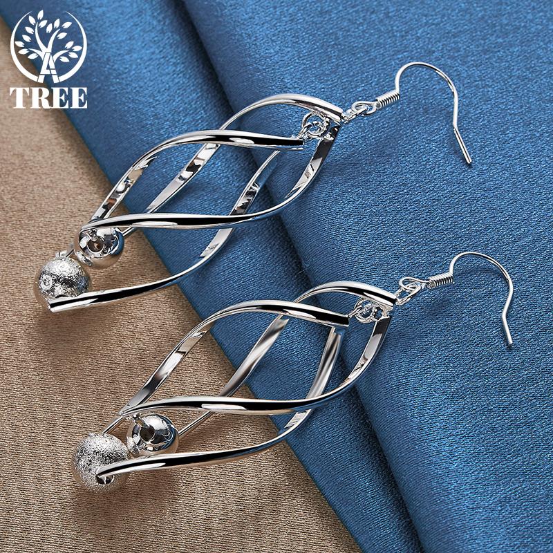 Ювелирные изделия из стерлингового серебра 925 пробы, матовые гладкие серьги-капли с шариками и шариками