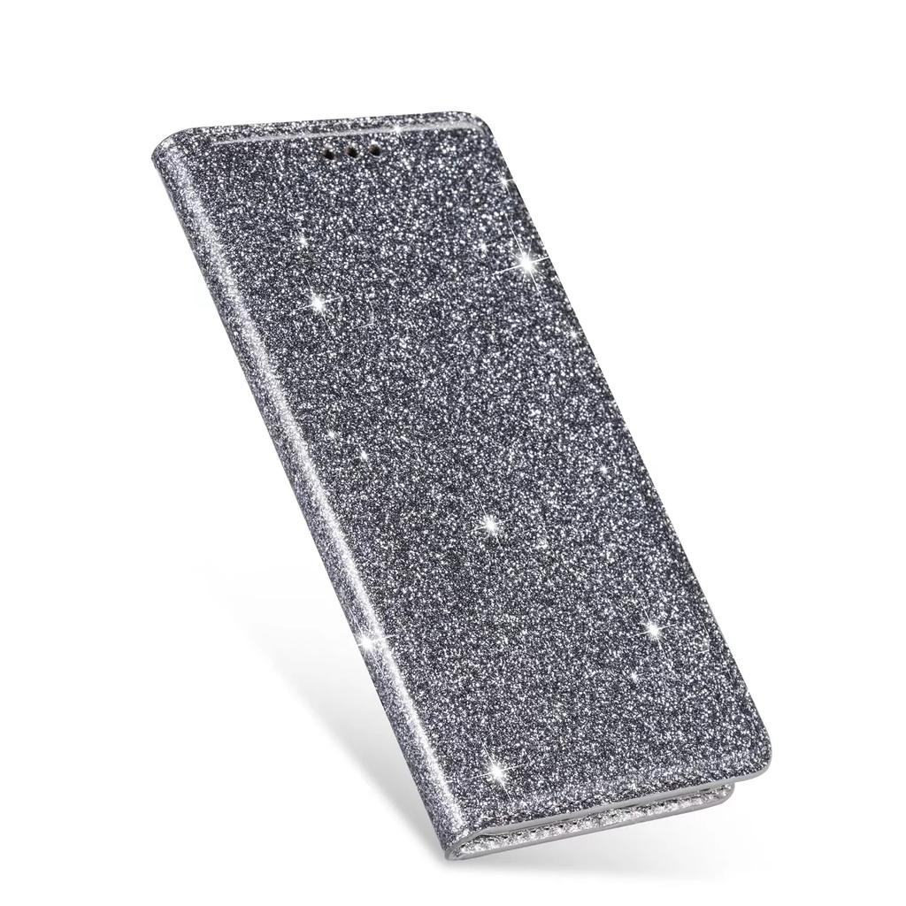 Кожаный чехол с блестками и стразами для iPhone 17 16 15 14 13 12 11 Pro XS Max Air XR 8 7 Plus SE с держателем для карт, магнитная обложка-бумажник