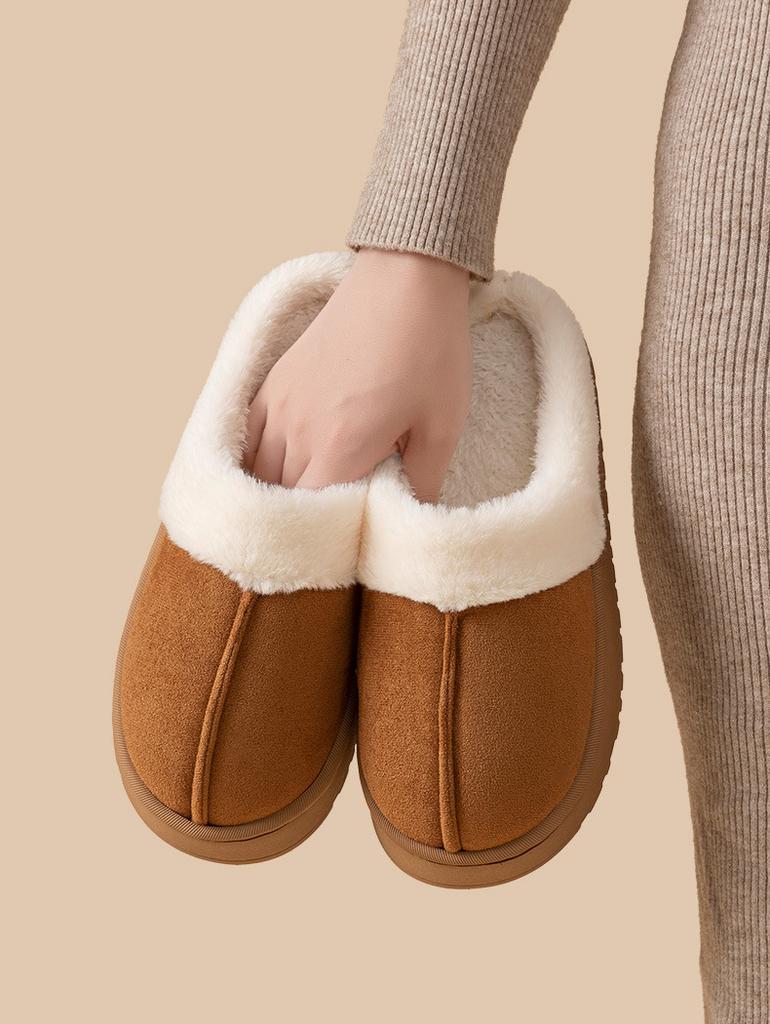 Зимние домашние хлопковые тапочки, домашние противоскользящие плюшевые теплые парные тапочки на толстой подошве