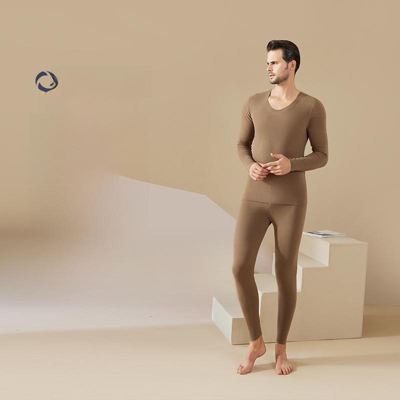 Мужской бесшовный бархатный термобелье: Самонагревающийся, плюс бархат, осенний комплект