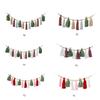 Christmas Garlands Decoration Cotton Tassels Garlands with Wood Beads Wall Hanging Bunting Banners Decors for Mantel