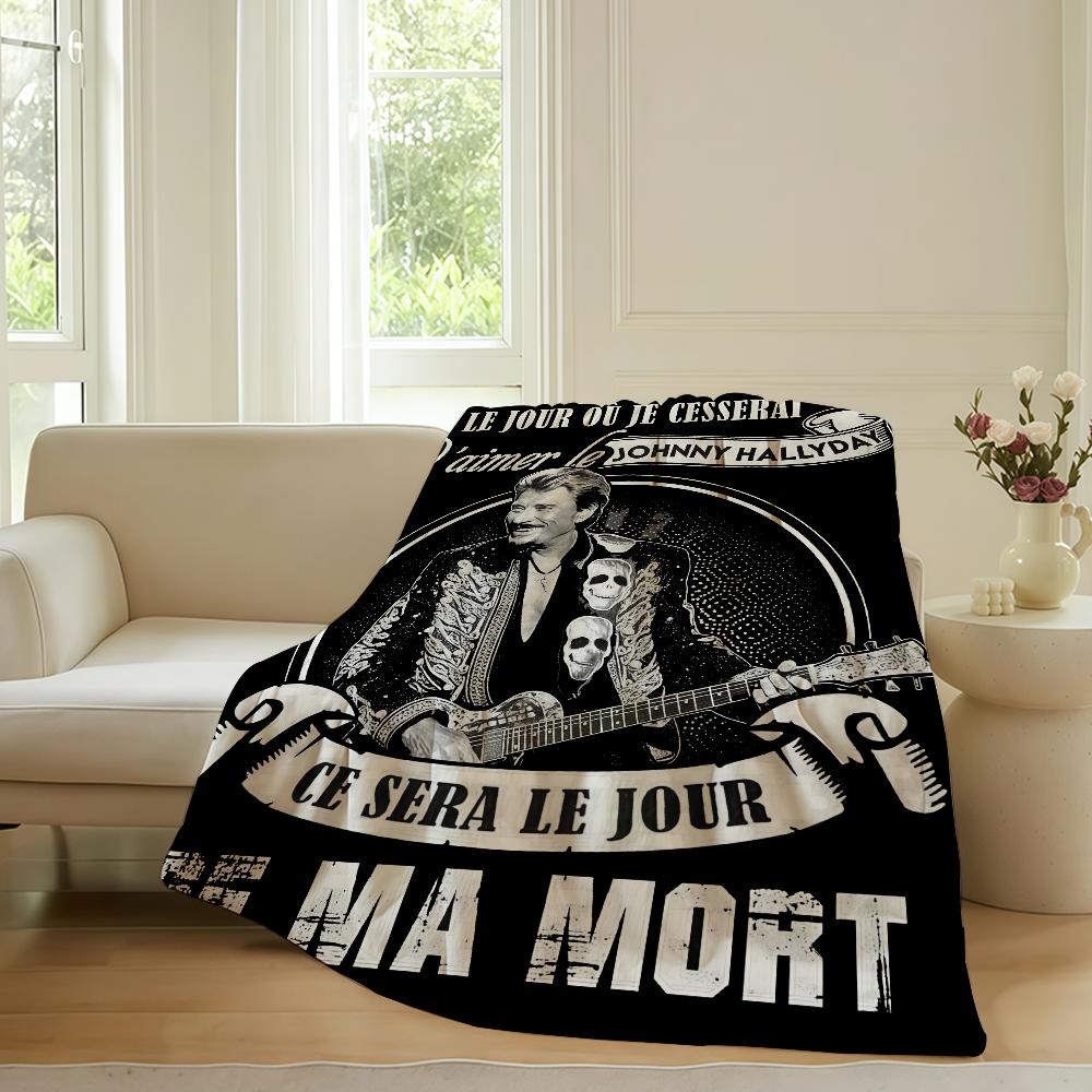 French singer Johnny Hallyday Blanket For Sofa Office Bed Plane Travel Sleep Read Relax Camping Soft And Warm