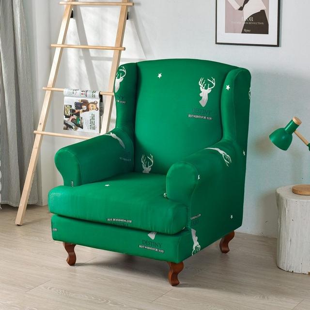 Geometric Wing Chair Cover Stretch Spandex Wingback Chair Covers Armchair Slipcover Furniture Protector Cover With Seat Covers