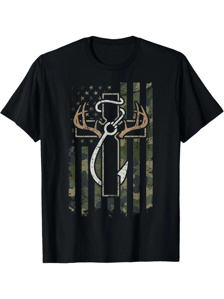 Hunting Fishing FaithChristian Hunter Fisherman Camo USA T-Shirt Unisex T-Shirt