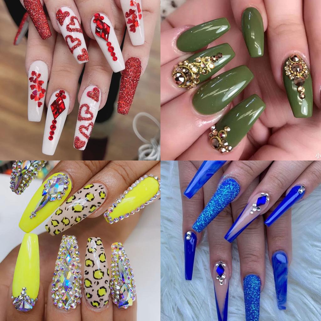 12 Grid Nail Art Diamond Special-Shaped Diamond Flat-Bottomed Rhinestone Ab Nail Art Jewelry Drill Nail Decoration Direct Sales