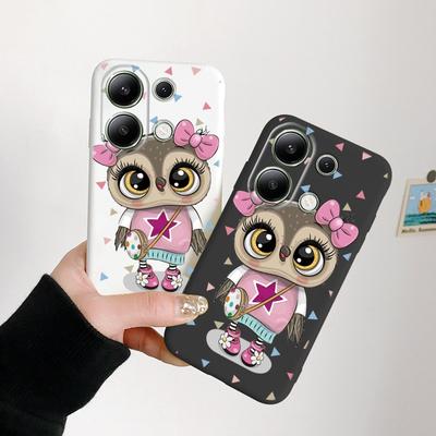 Мягкий силиконовый чехол с рисунком совы для Samsung A55 M35 S24 Xiaomi Redmi Note 13 Pro iPhone Huawei Honor Realme Camera Защитный противоударный чехол