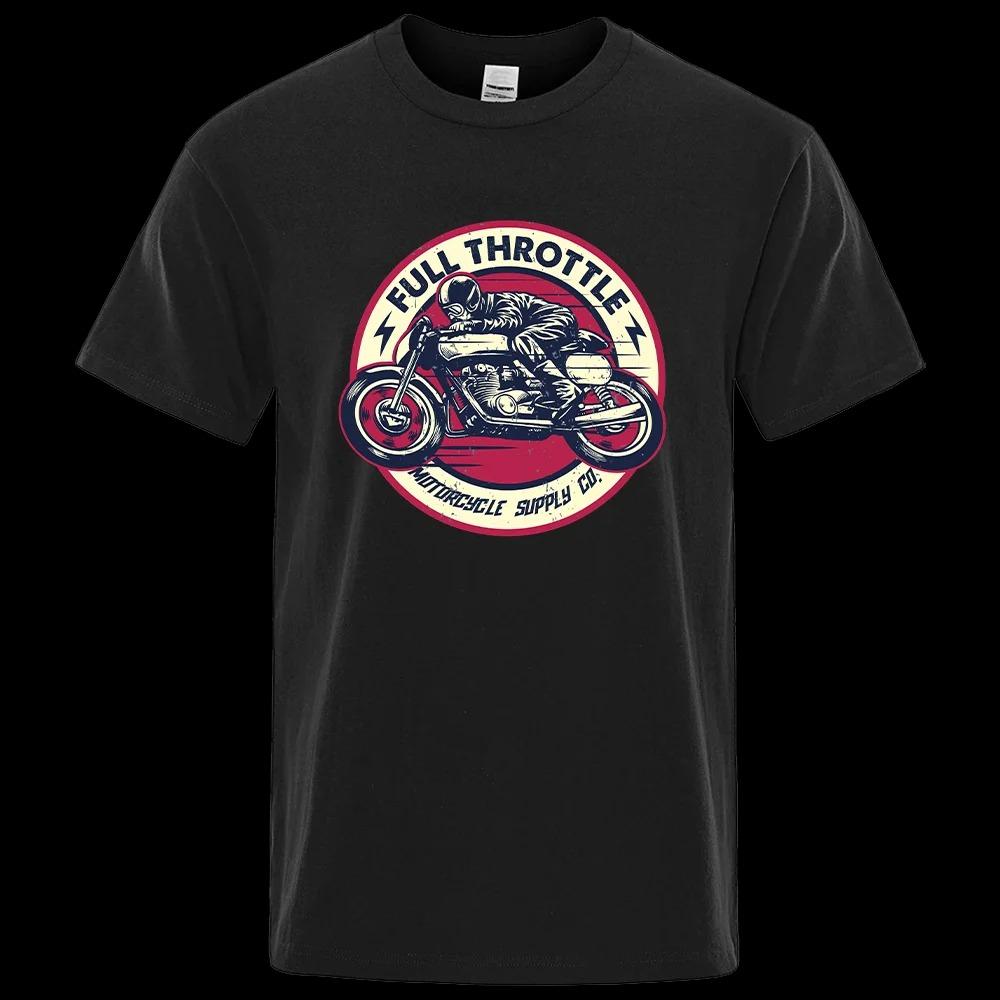Full Throttle Cafe Racer Rockabilly Biker Printed T-Shirt New In Tops and T-shirts for Men High Quality Costume for Man Tshirt