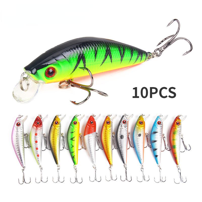 10PCS 7cm/8.5g High Carbon Steel Three Anchor Hook Simulation Fish Bait Hard Bait