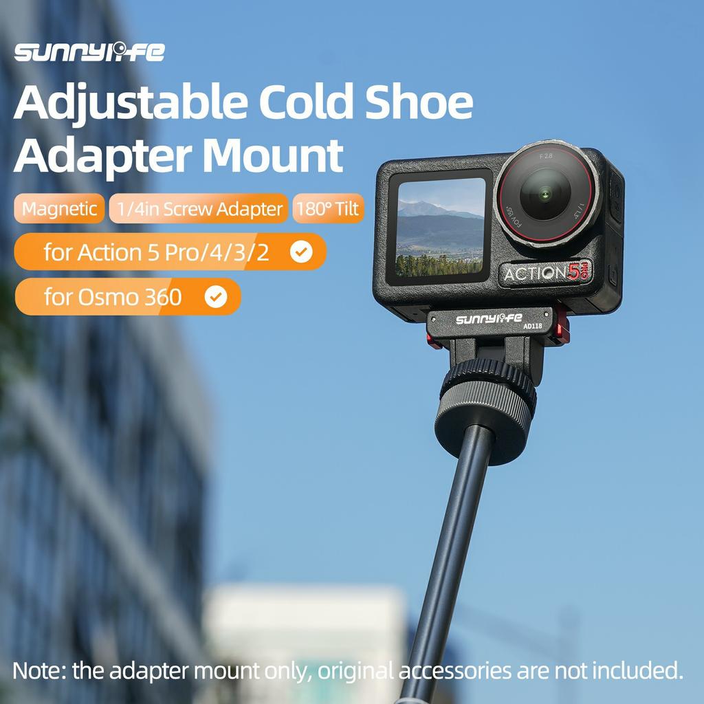 SUNNYLIFE AD118 Magnetic Quick Release Adapter for DJI Osmo 360 / Action 5 Pro / 4 / 3 / 2 Adjustable Camera Mount