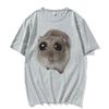 Funny Sad Hamster Meme Cry BiG Eye Cute Mouse T Shirt Women Fashion Kawaii Clothes Tshirts Women Tshirt