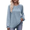 Women's Autumn Casual Round Neck Pleated Brushed T-shirts Long Sleeved Top