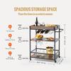 VEVOR 3-Tier Bar Wine Rack Cart Kitchen Food Truck On Wheels Vintage Mobile Serving Trolley w/MDF Board Steel Frame 110/300lbs