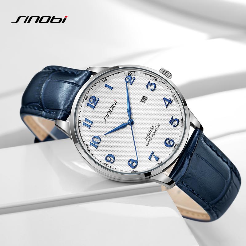SINOBI Мужские часы, модный дизайн календаря, мужские кварцевые наручные часы, деловые мужские часы, лучшие подарки, часы для мужа
