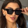 2Pcs Fashion Woman Black Square Sunglasses Large Frame Design Sun Glasses Female Outdoor Sport Simple Style Glasses Uv400