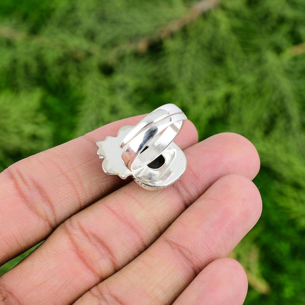 Pear Natural Golden Pietersite 925 Sterling Silver Flower Stackable Ring Jewelry