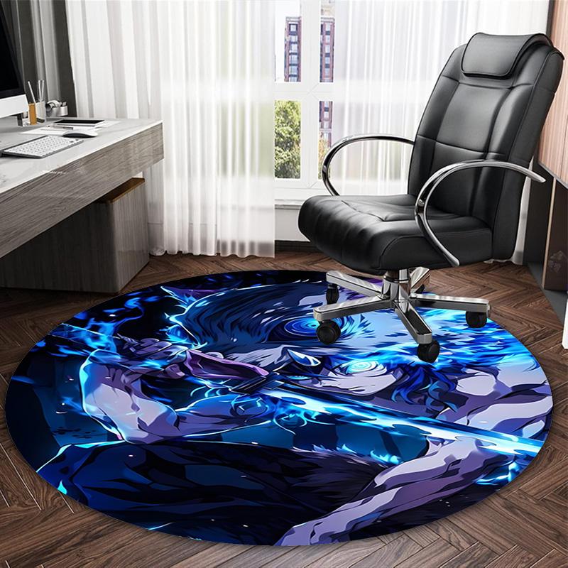 1pc Hashibira Inosuke Carpet, Round Rug, Comfortable, Suitable for Entryways, Living Rooms, Office, And Bedrooms, Christmas Decoration