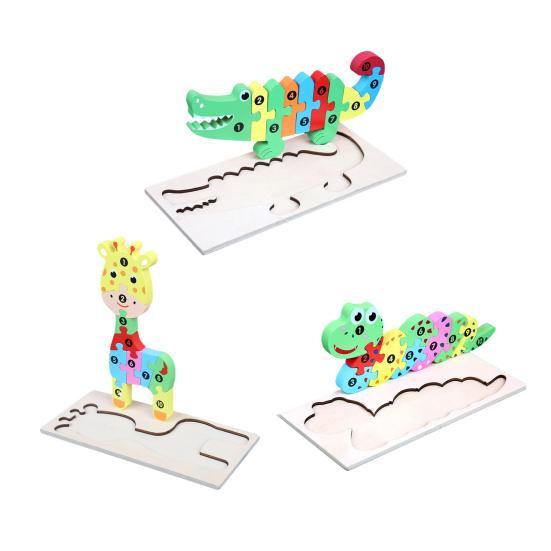 Красочные животные, змеи, крокодилы, игра-головоломка с доской, деревянные жирафы, познавательные 3D деревянные головоломки, блоки для детей ясельного возраста