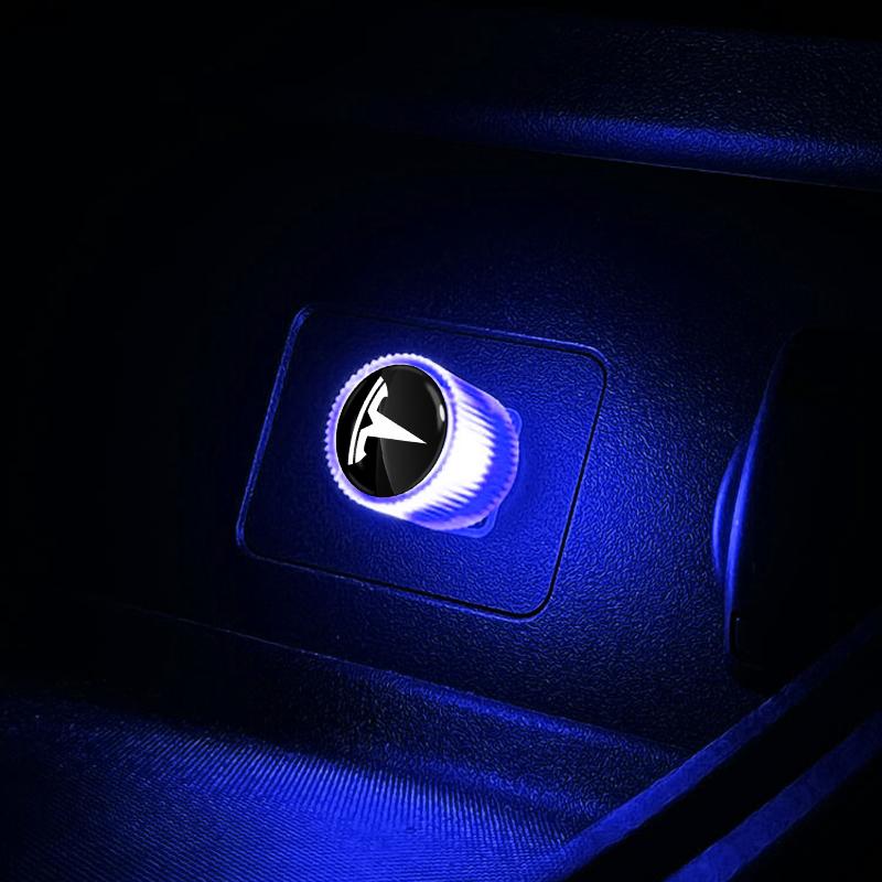 1 шт. USB Автомобильный светодиодный свет Автомобильный свет для атмосферы салона Стайлинг эмблемы автомобиля Для Tesla Model 3 Model X S 2016-2023 Model Y Наклейки TM3 TMX