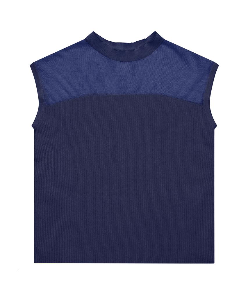 AHWE Sheer Mock Neck Sweater_Navy