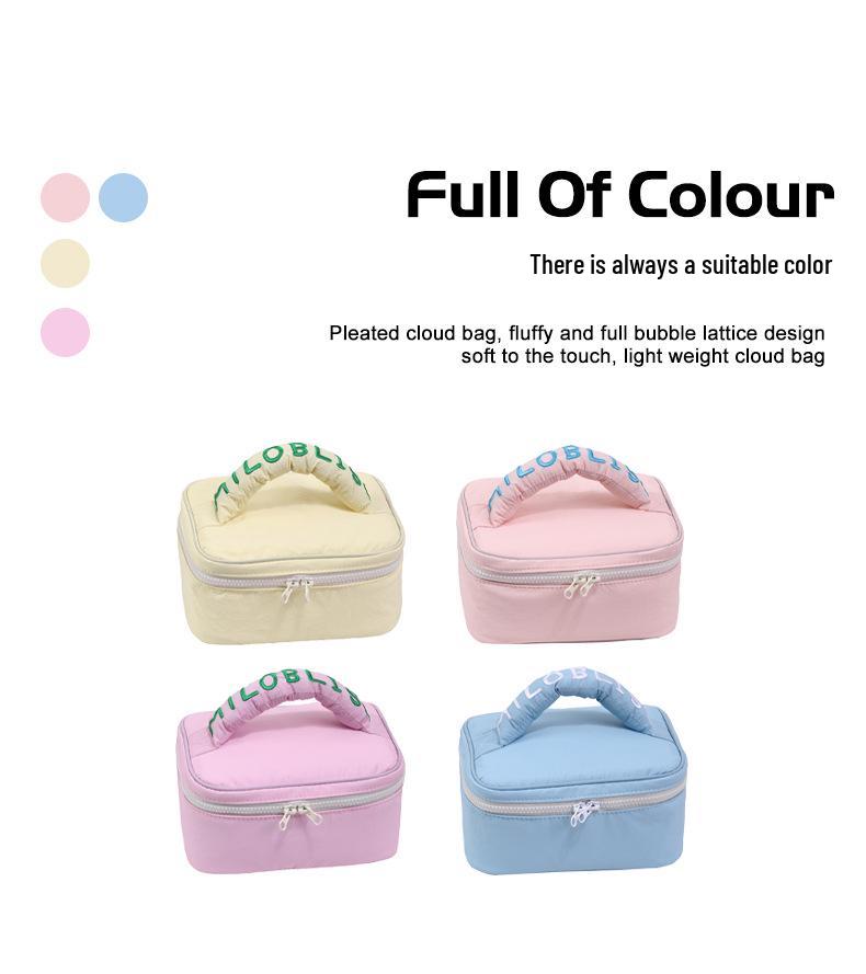 Korean Style Pastel Cotton-Filled Handbag Cosmetic & Travel Wash Bag
