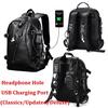 Мужской водонепроницаемый кожаный рюкзак с USB-портом для зарядки компьютерная сумка для 14-дюймового ноутбука Mochilas