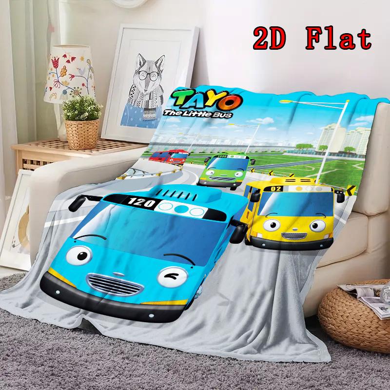 Tayo the Little Bus cartoon 2D Flat Pattern Flannel Blanket High quality All Seasons Warmth and Comfort Perfect for Christmas Gifts.PMT0914200