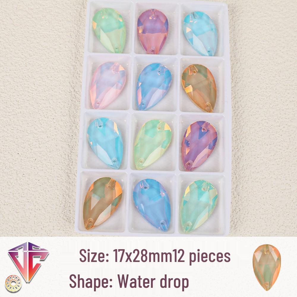 Флуоресцентные мокка каплевидные стразовые бусины - Ручная работа DIY Двухдырочные плоские аксессуары