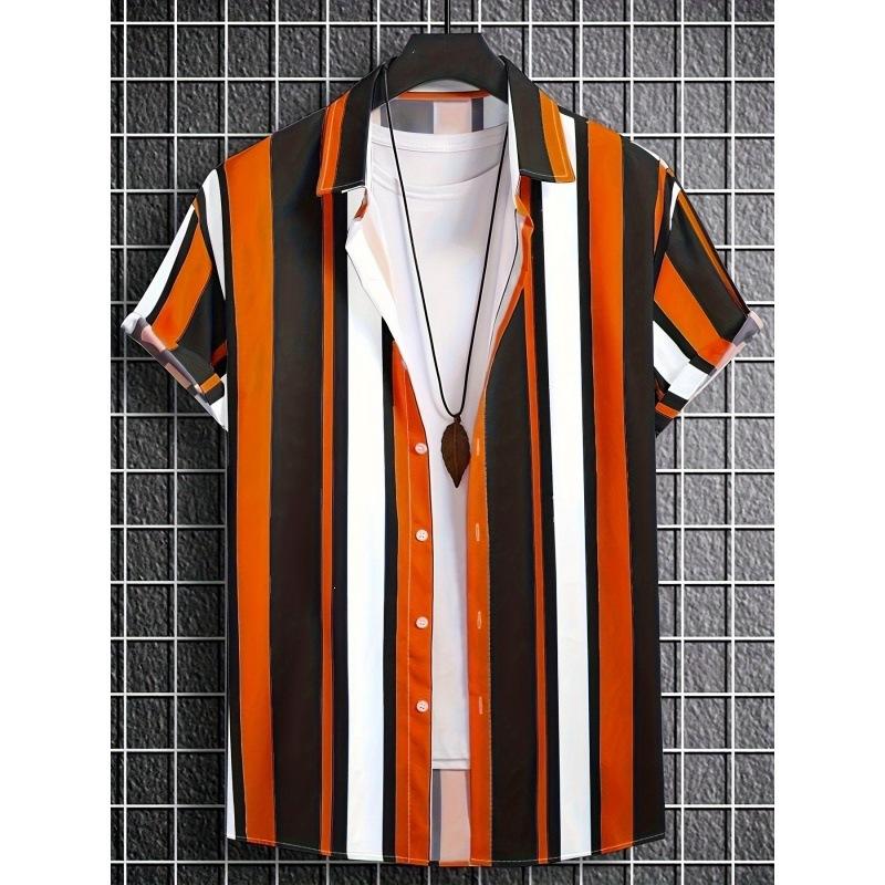 Popular Creative Element Shirt 1D Digital Printing Trend Loose Short Sleeve Shirt Tropical Hawaiian Shirt