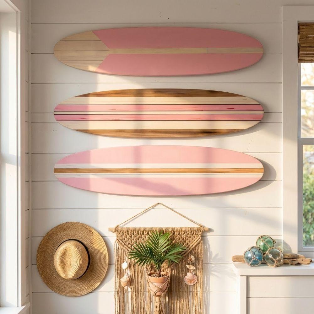 3PCS Ocean Surfboard Wall Hanging Hawaiian Style Beach Surfboard Sign Festival Decor