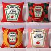 Pikpaka Funny K-Ketchup L-Label Cushion Cover Plush Fabric Soft Double-Sided Printed Sofa Warm Winter Home Gift Pillow Cover